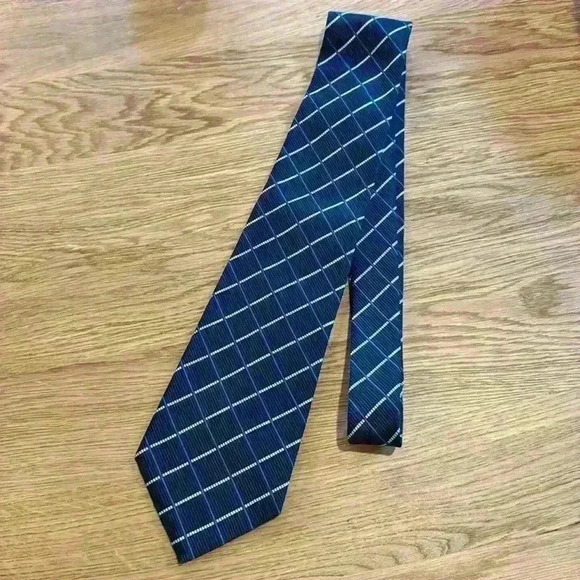 Lauren Ralph Lauren Men’s Neck Tie Dark Blue White Light Blue Stripes - Picture 3 of 5